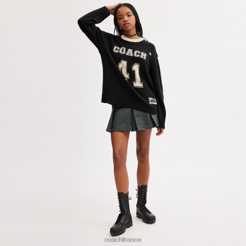 Coach Hommes pull en cachemire universitaire noir multi. HHR6J781
