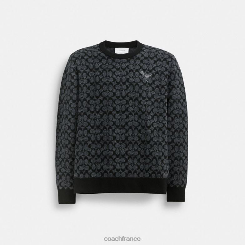 Coach Hommes pull rexy signature noire HHR6J768