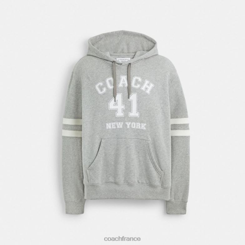 Coach Hommes sweat à capuche universitaire gris chiné HHR6J776