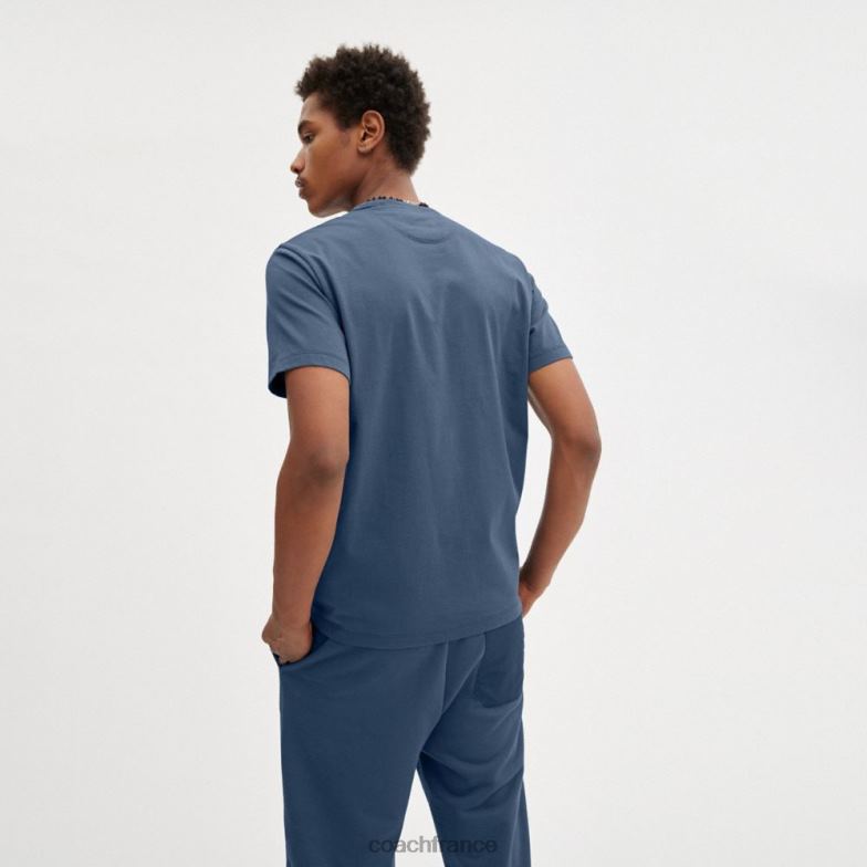 Coach Hommes t-shirt essentiel bleu. HHR6J782