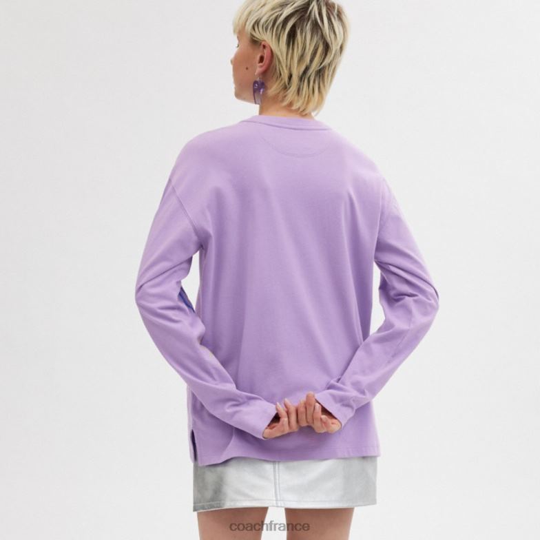 Coach Hommes t-shirt à manches longues de l'entraîneur cosmique violet multicolore HHR6J770